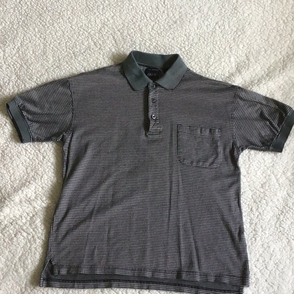 Izod Black and White Cotton Polo Shirt